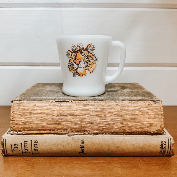 Other - Vintage Fire King Milk Glass Tiger Coffee Mug | Vintage Coffee Mug